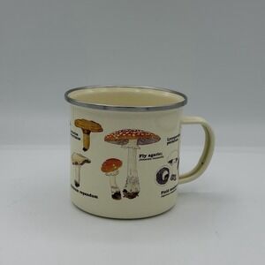 Gift Republic Mushroom Variety Enamel Coffee White Mug Scandinavian Fishing 2013